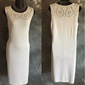 ST JOHN KNIT BLUISH GRAY SHIMMER DRESS SIZE 6